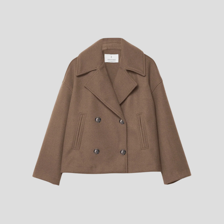 Chique korte jas met dubbele rij knopen – elegant en tijdloos