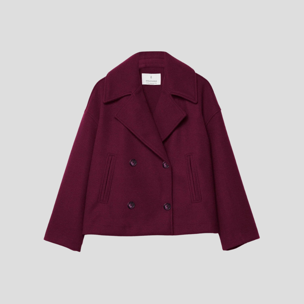 Chique korte jas met dubbele rij knopen – elegant en tijdloos