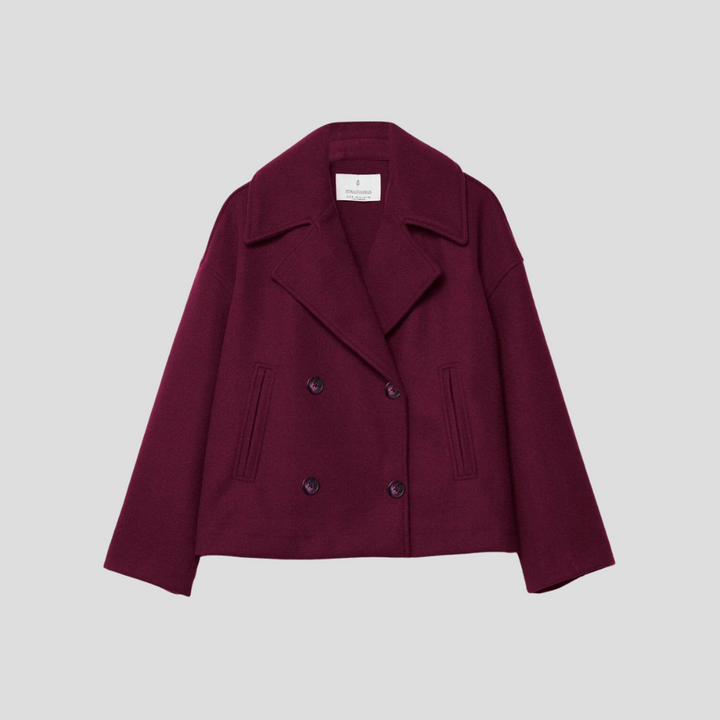 Chique korte jas met dubbele rij knopen – elegant en tijdloos