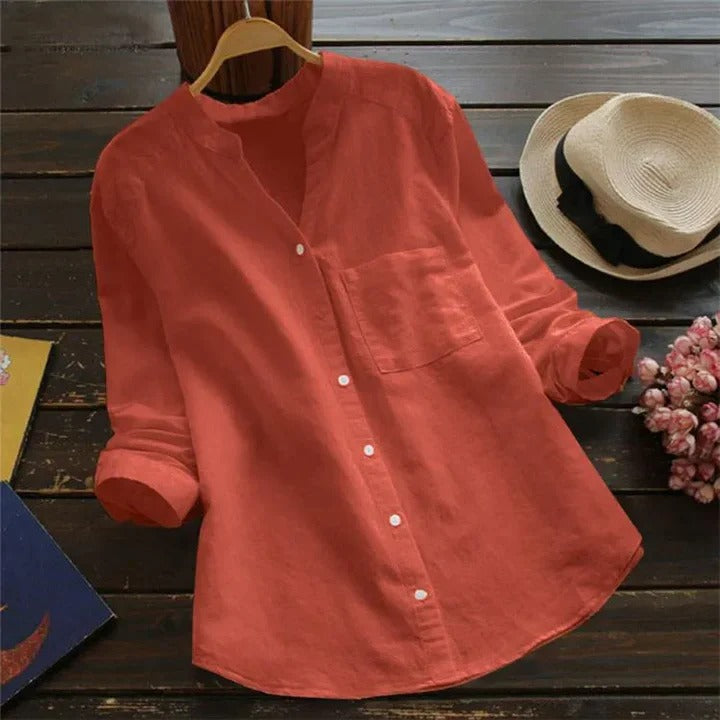 linnenmix shirt voor dames - Roosje