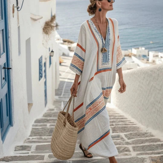 Boho gestreepte maxi-jurk