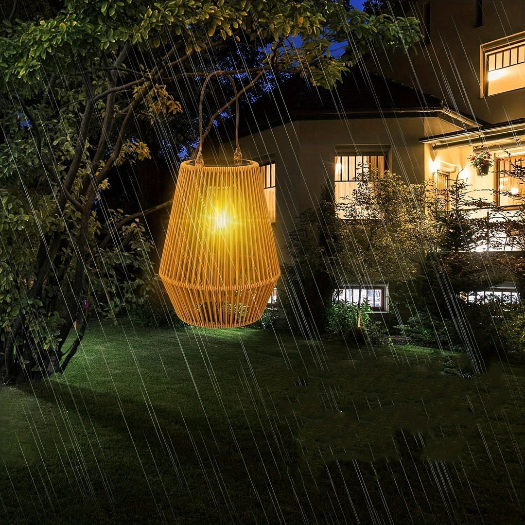 Boho Zonne-hanglantaarnset – Duurzame Rieten Lantaarns voor Tuin en Balkon