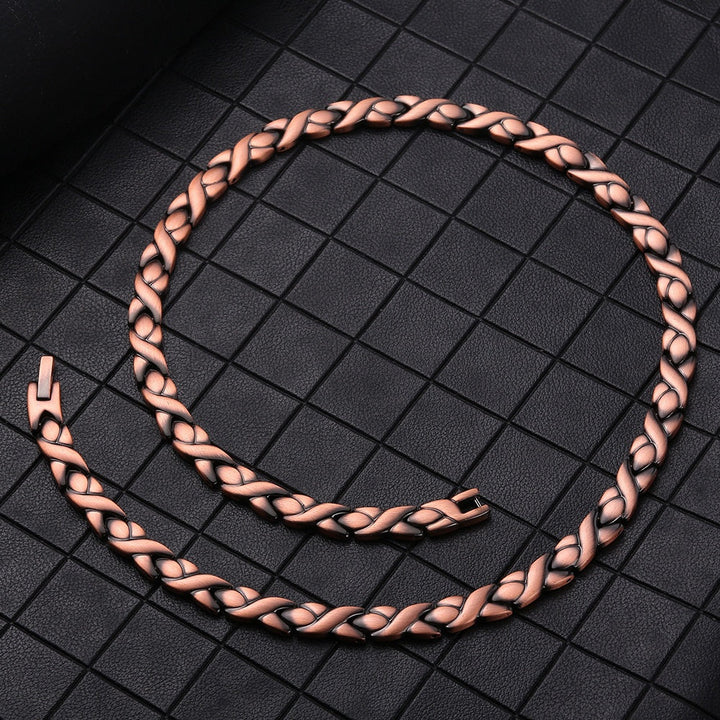 Unisex Red Copper Braided Necklace