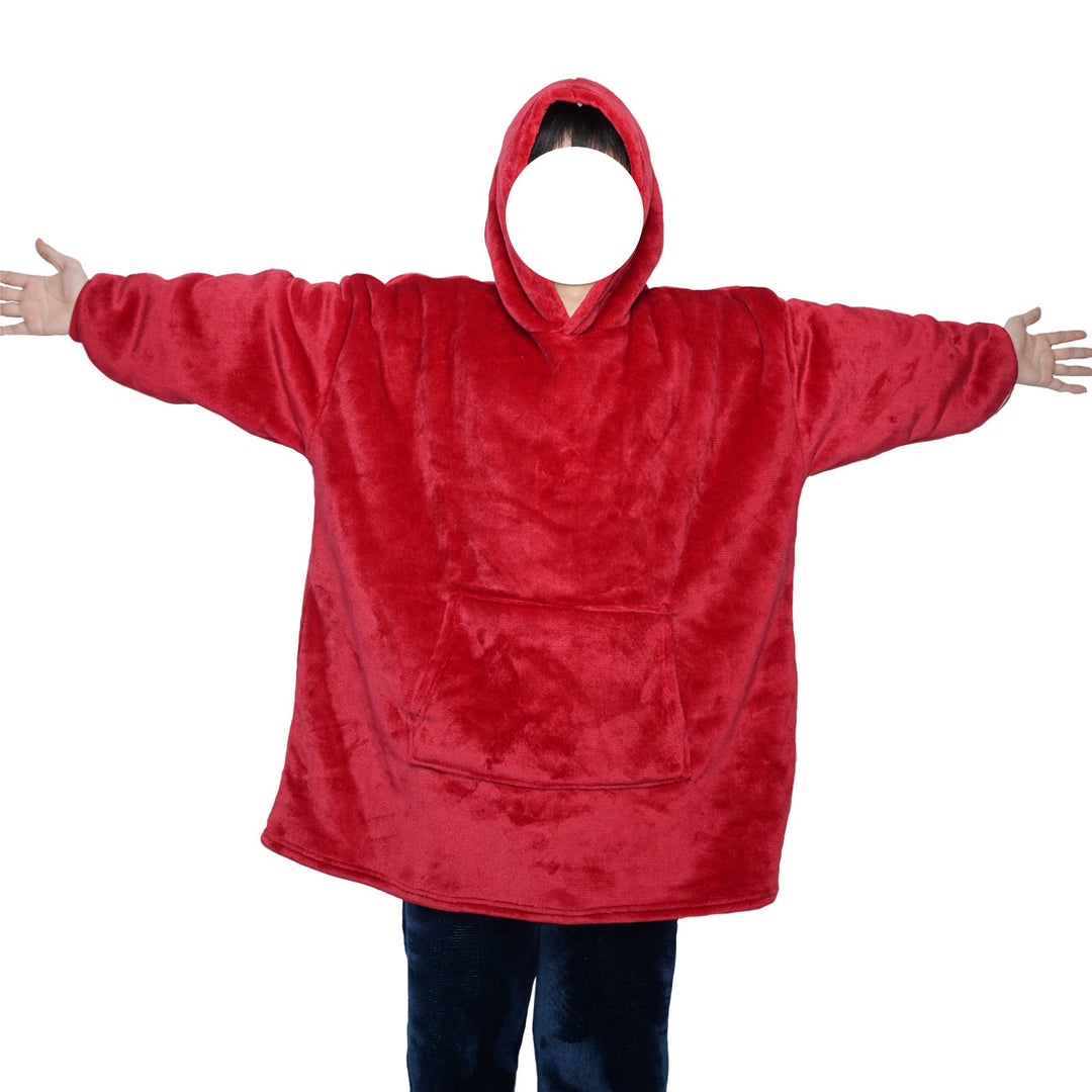 Deken hoodie van flanel met capuchon en zak – one size