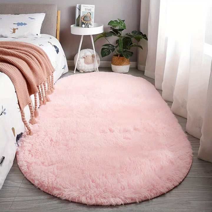 Ovale Pluche Vloerkleed – Zacht Tapijt en Stijl voor Slaapkamer- en Woonkamerdecoratie
