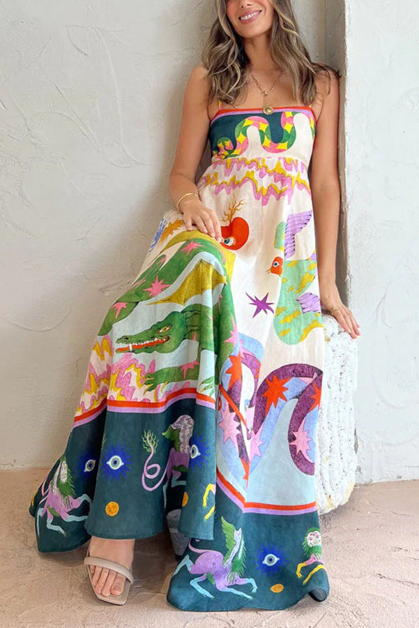 
                  
                    Pavira - Speelse Maxi Jurk met Kleurrijke Print - SkinzLine
                  
                
