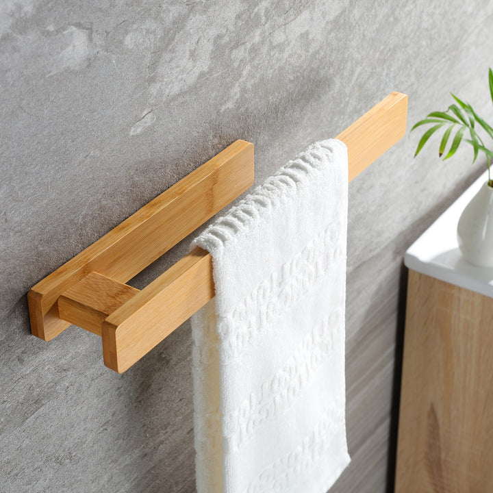 Moderne houten handdoekhouder – Elegante wandmontage zonder gereedschap