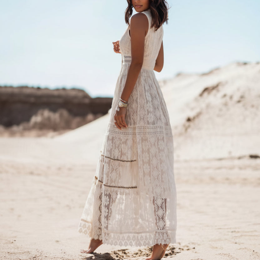Lace Panel Waist Cut Out Dress