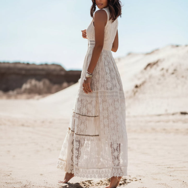 Lace Panel Waist Cut Out Dress