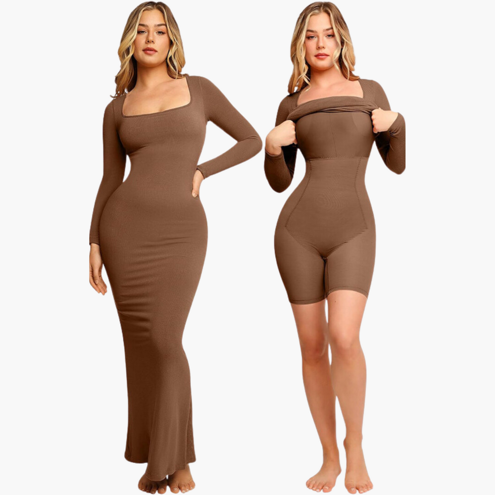 
                  
                    2-in-1 Long Sleeve Shapewear Jurk met Ingebouwd Korset
                  
                