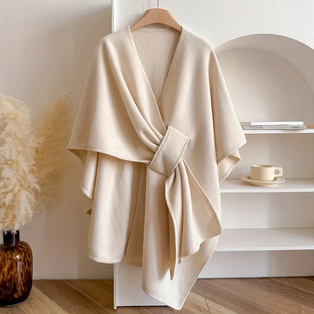 Luxe windbestendige Sjaal Jas met Elegante Drape