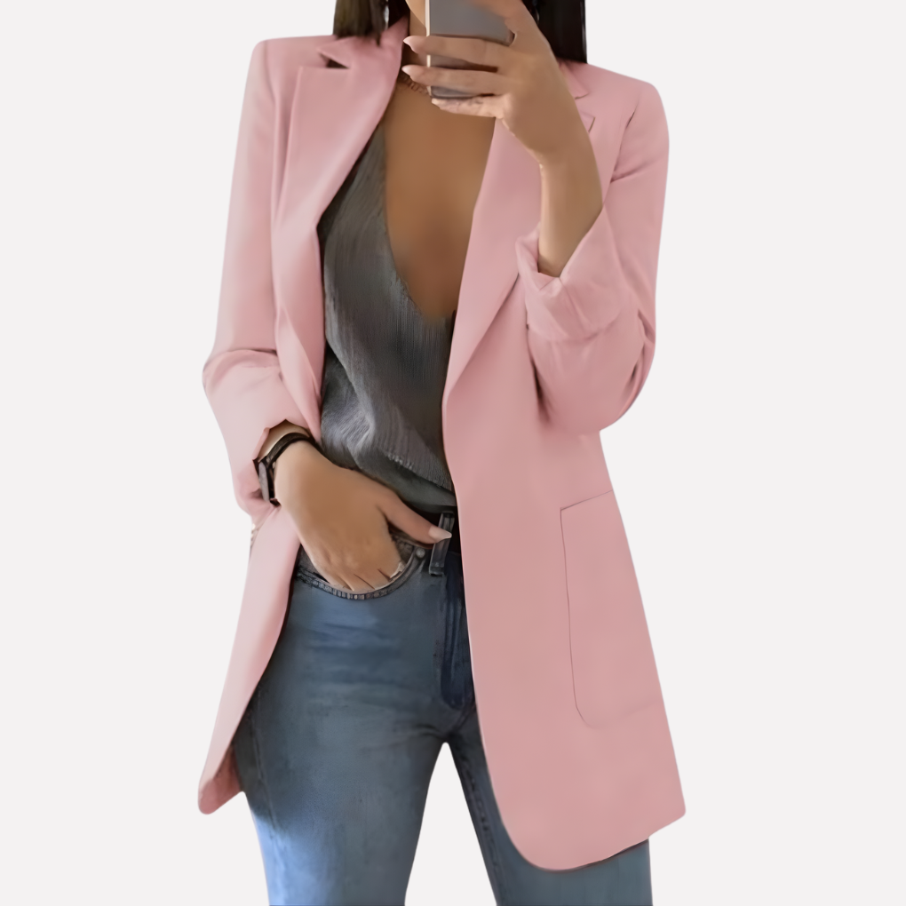 Dames Blazer met Voorzak – Gestructureerde Dagelijkse Laag