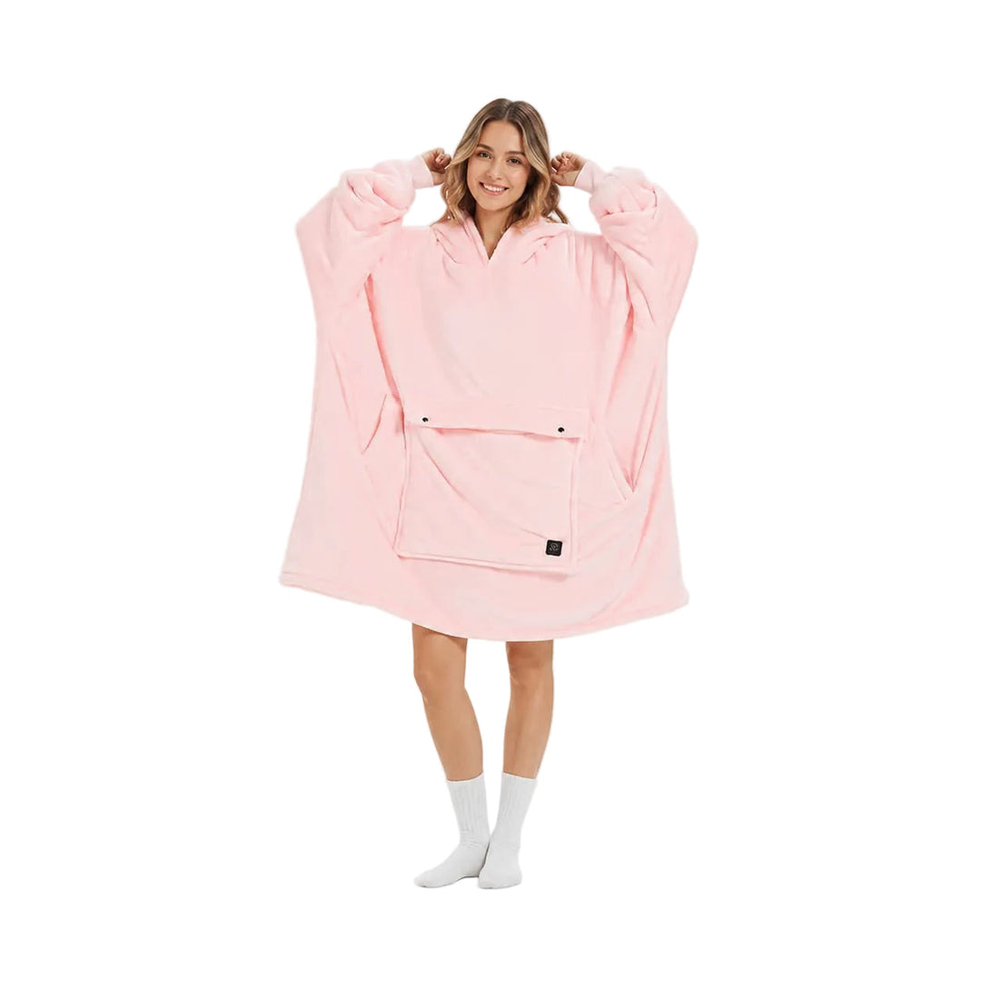 Verwarmde hoodie-deken met 3 warmtezones en dikke flanel