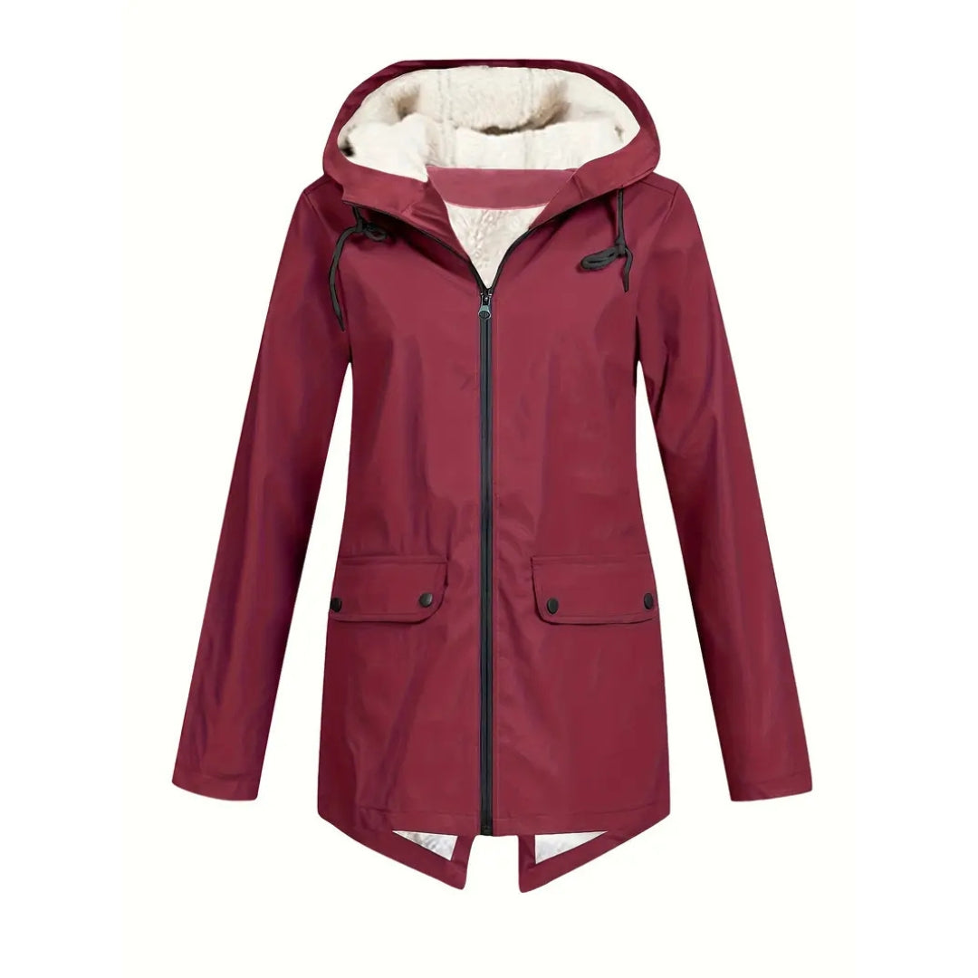 Waterdichte damesjas – fleece gevoerd – met capuchon