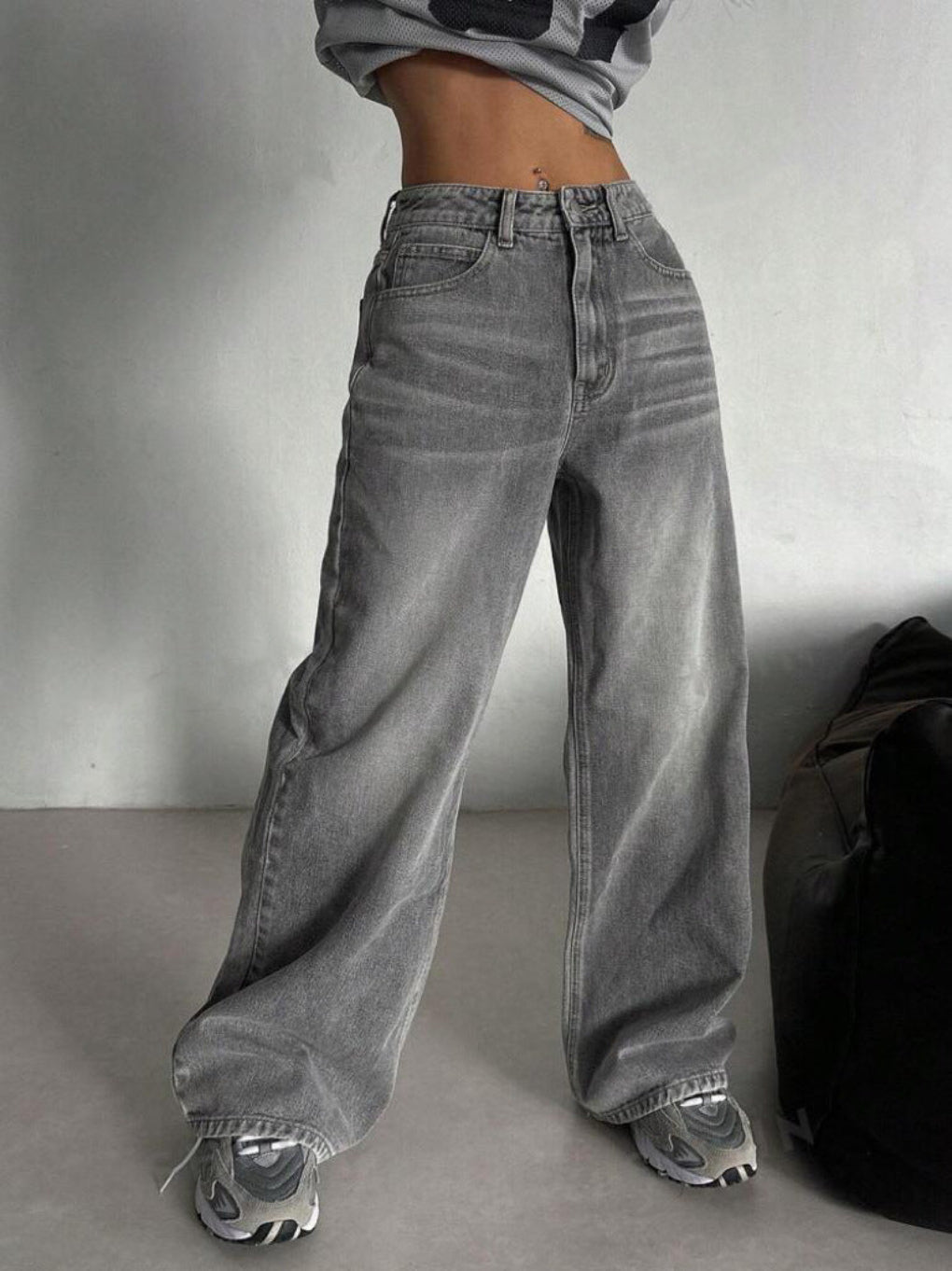 Low Rise Straight-Leg Dames Jeans met Vintage Wassing