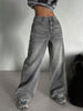 Low Rise Straight-Leg Dames Jeans met Vintage Wassing