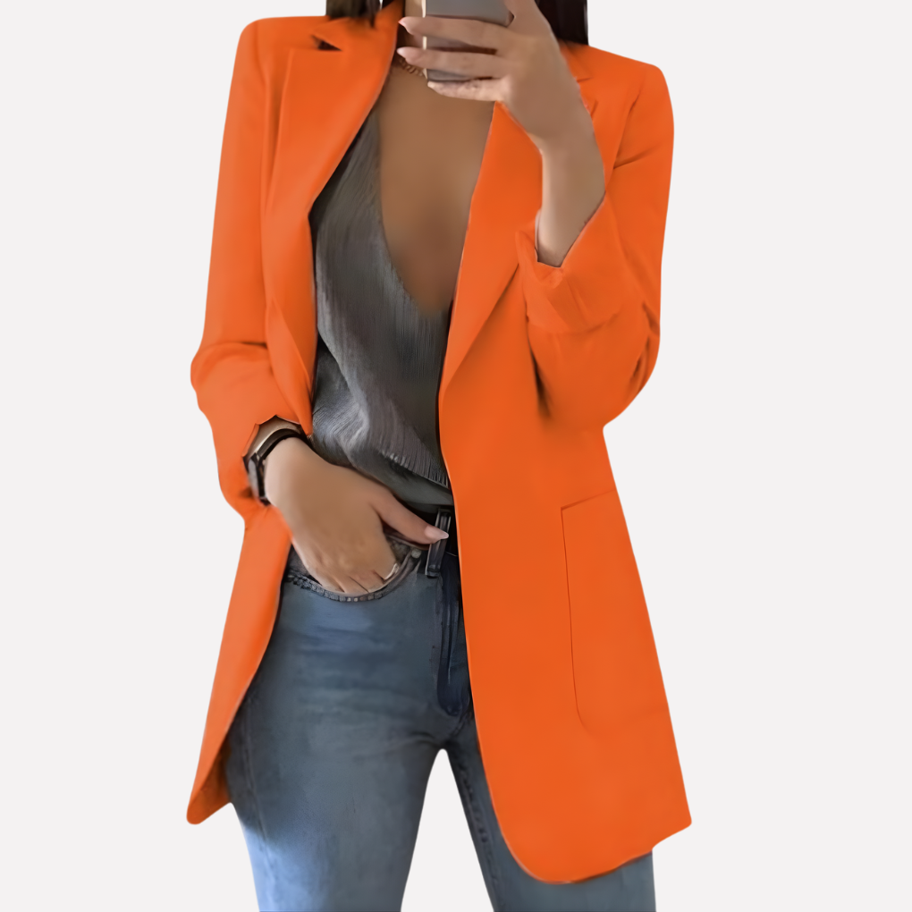 Dames Blazer met Voorzak – Gestructureerde Dagelijkse Laag