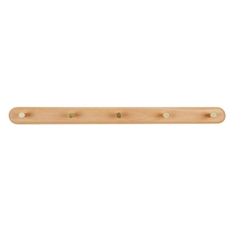 Wandkapstok van Hout met Messing Haken - LignaHook
