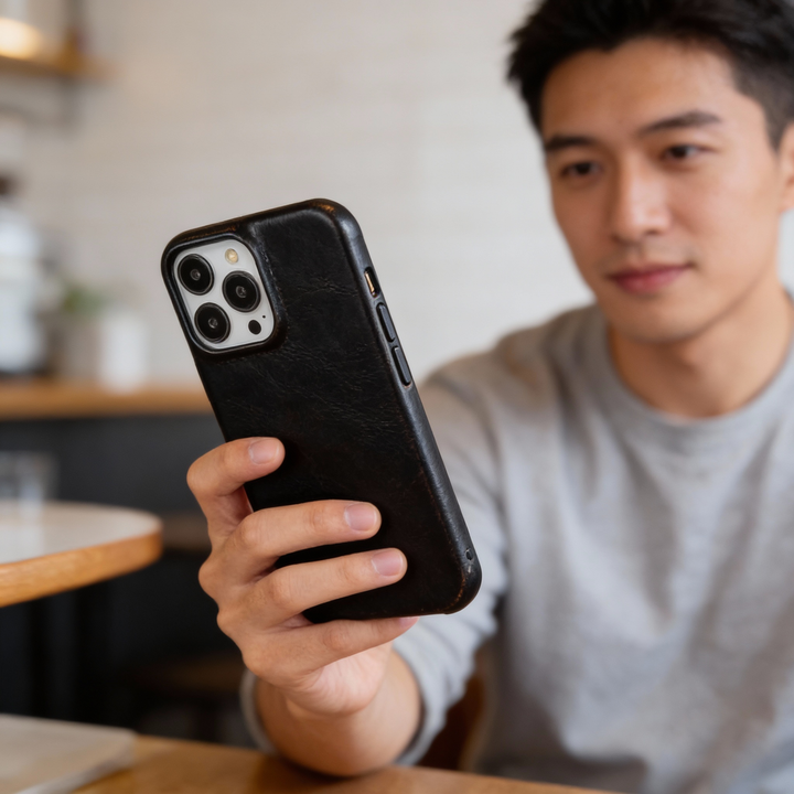 Leren Hoesje voor iPhone met Schokbestendige Bescherming