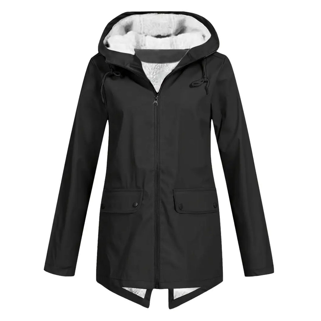 Waterdichte damesjas – fleece gevoerd – met capuchon