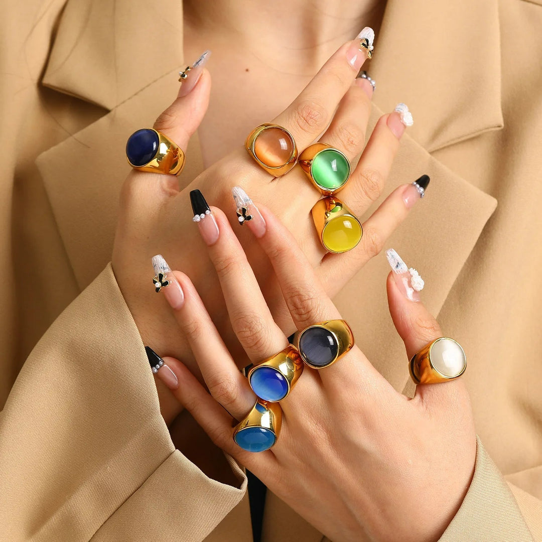 Grote Kattenoog Edelsteen Ring – Liora