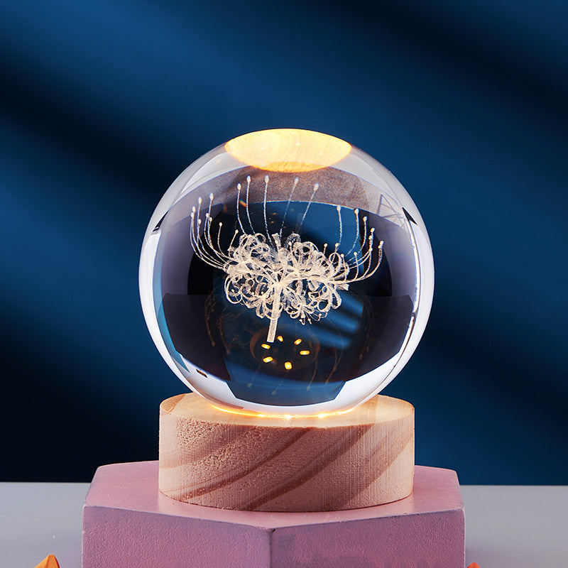 Kristallen bol met 3D-gravure, los of met lichtvoet