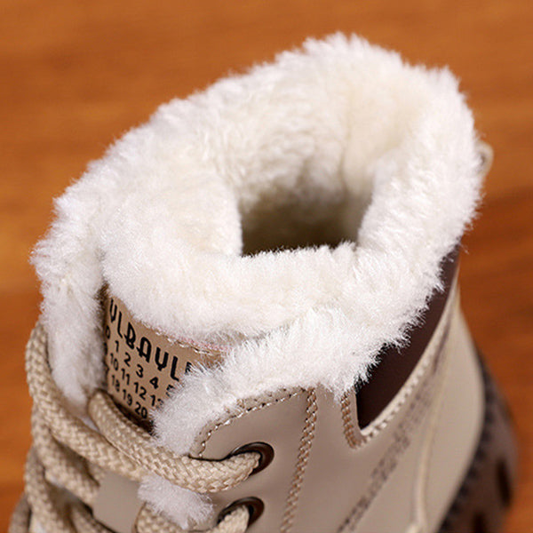 Gevoerde veterboots dames met fleece en dikke rubberzool