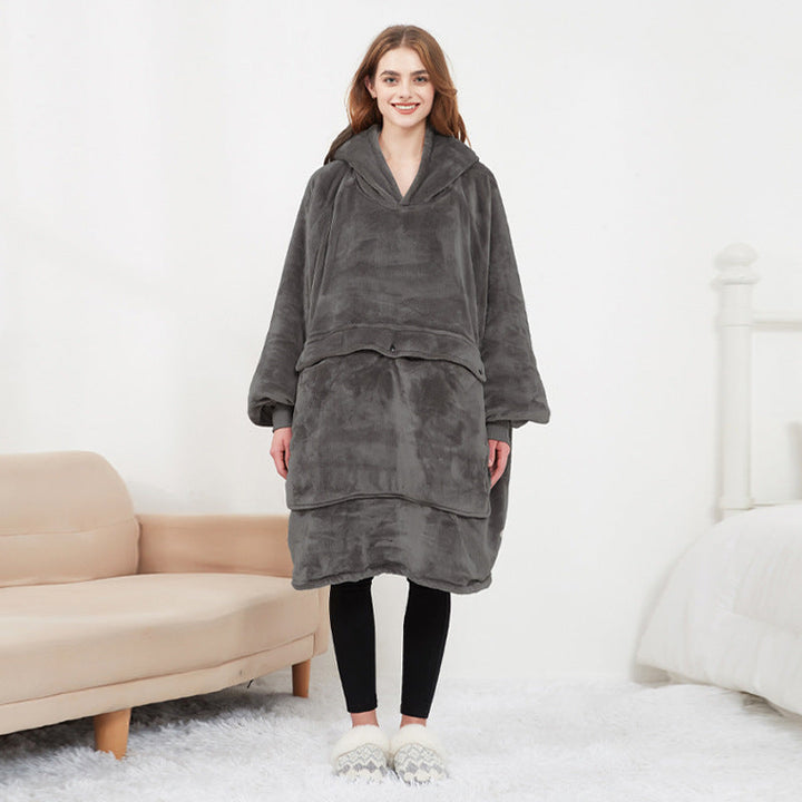 Verwarmde oversized hoodie-deken van sherpa met 3 standen