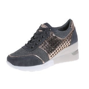 Verhoogde sneaker sleehak plateauzool dames - Esmer