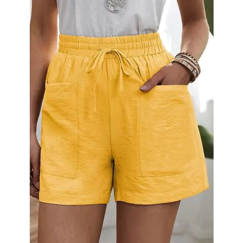 Korte dames broek Met Hoge Taille En Elastiek - Herta