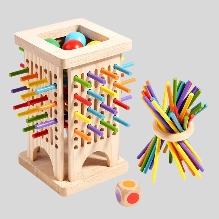 Drie-in-één Houten Stokspel