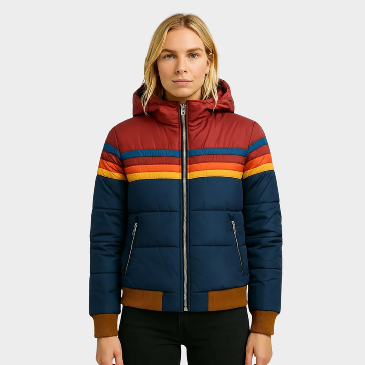Dames Retro Multicolor Pufferjas