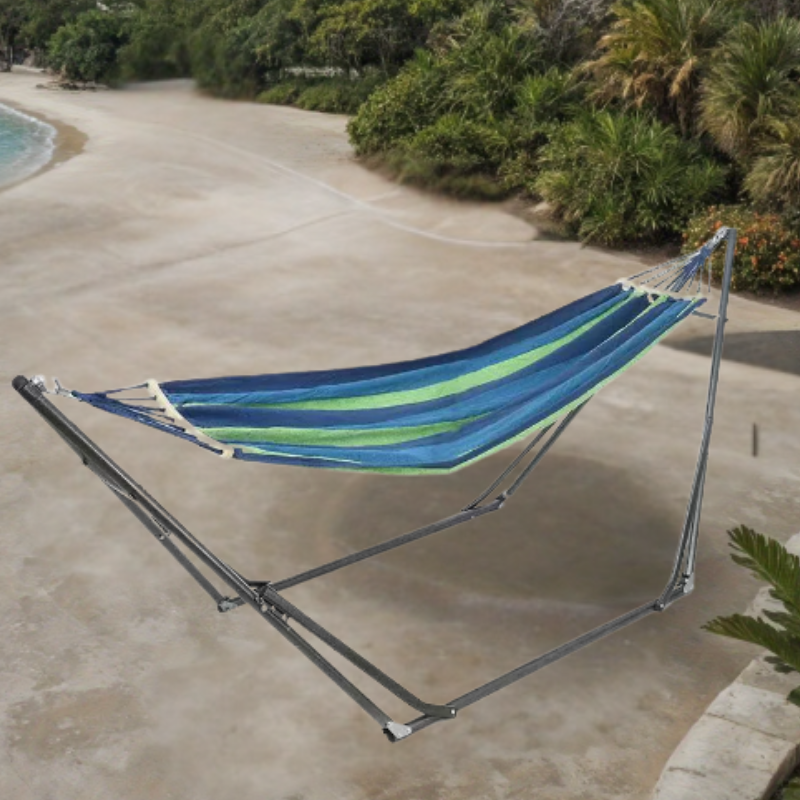 Gestoffeerde Hangmat met Frame – Comfortabele Spreiderstok en Kussen van Bamboe