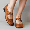 Leren damesschoenen met lage hakken