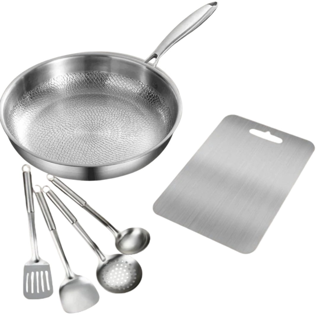 Titanium Pannenset – Pan, Keukengerei & Snijplank | Essentials voor een Duurzame Keuken