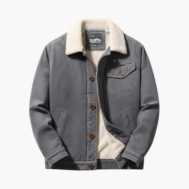 Heren Corduroy Jas met Sherpa Voering en Knopen Sluiting