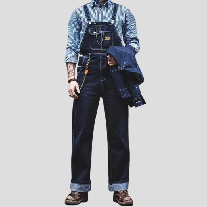 Indigo denim overall voor heren