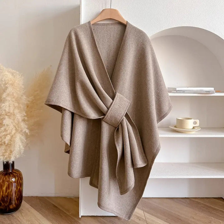 Luxe windbestendige Sjaal Jas met Elegante Drape