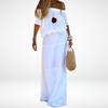 Elegante Witte Maxi Strandjurk met Off-Shoulder Design