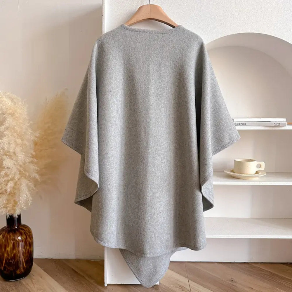 Luxe windbestendige Sjaal Jas met Elegante Drape
