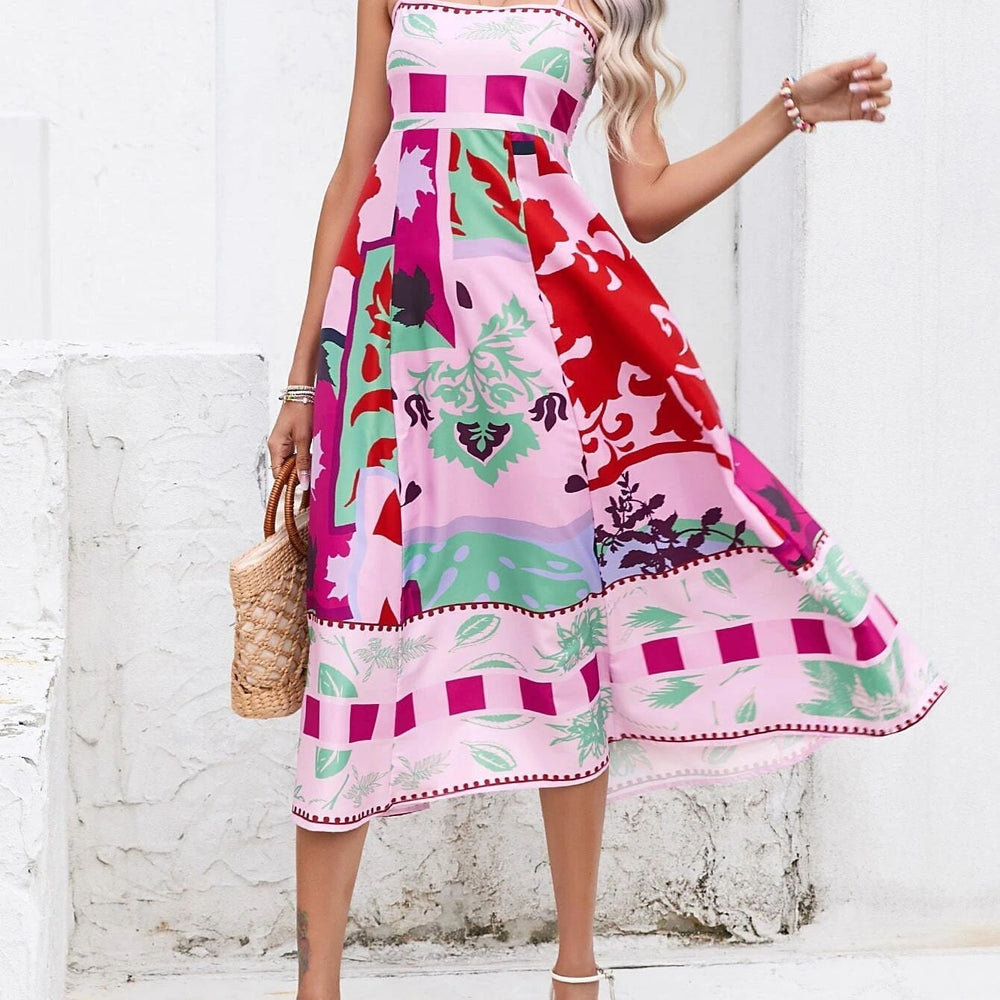 
                  
                    Quiana - Maxi-Jurk met Spaghettibandjes en Artistieke Print - SkinzLine
                  
                