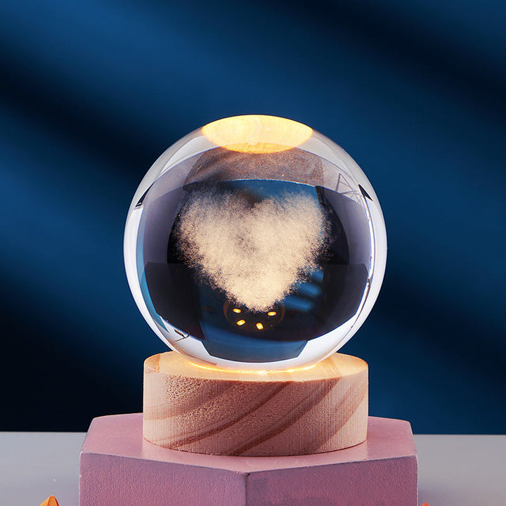 Kristallen bol met 3D-gravure, los of met lichtvoet