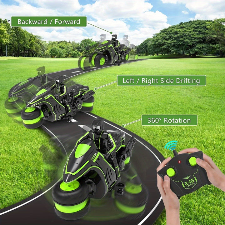 Op afstand bestuurbare stuntmotor – 360° draaiende wielen en hoge snelheid voor kinderen