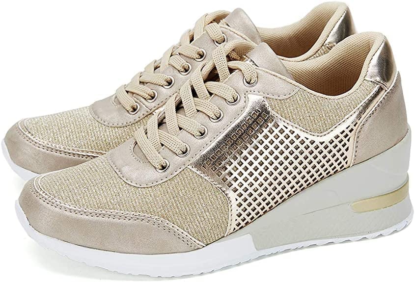 Verhoogde sneaker sleehak plateauzool dames - Esmer