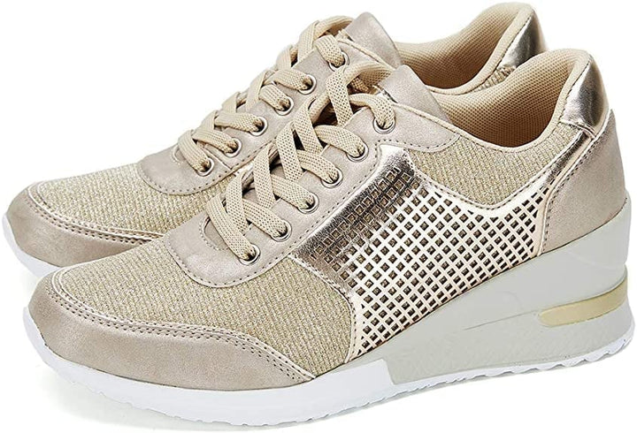 Verhoogde sneaker sleehak plateauzool dames - Esmer