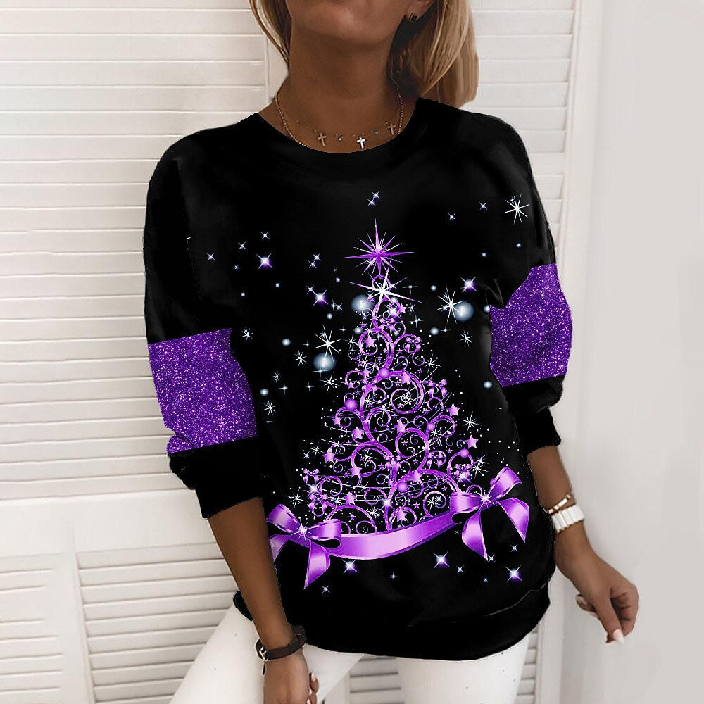 Kerstsweater met 3D-print voor dames – kerstboom of sneeuwvlok