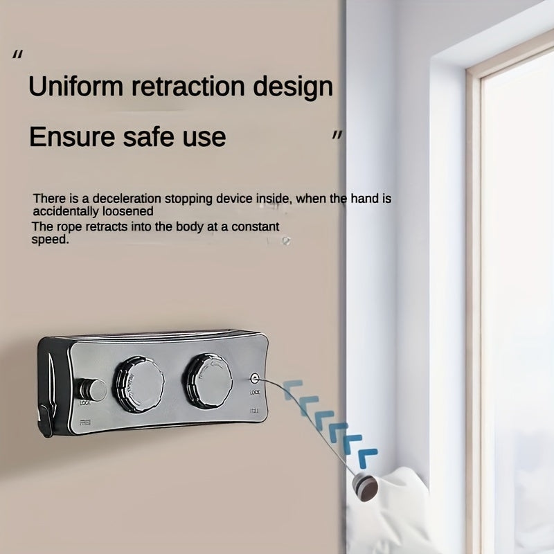 FlexiLine Dubbele Intrekbare Waslijn voor Zware Was - Compact en Ruimtebesparend Design