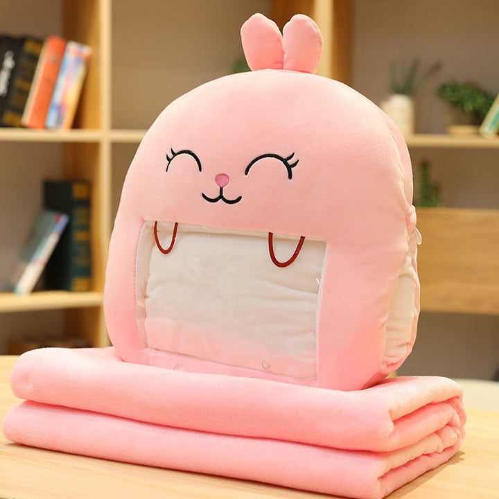 Knuffelkussen met handwarmer en dekentje, je telefoon blijft zichtbaar