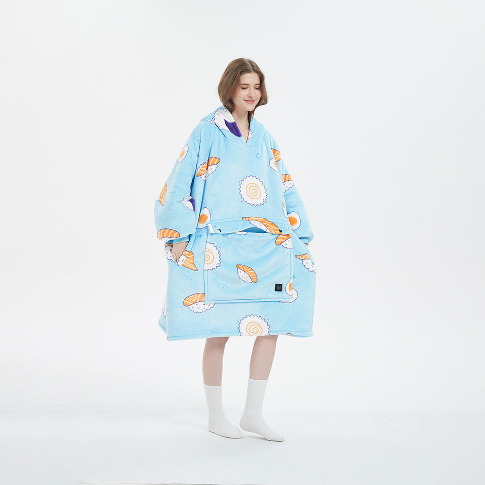 Verwarmde oversized hoodie-deken van sherpa met 3 standen