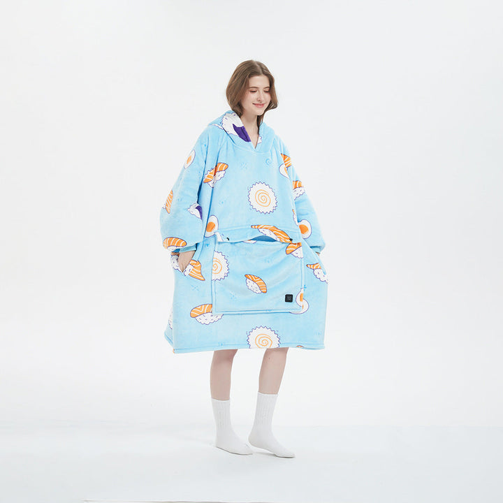 Verwarmde oversized hoodie-deken van sherpa met 3 standen